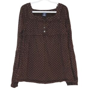 3/$20 🏷 Gap Brown & Pink Polka Dot Tunic Shirt Size 12